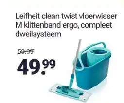 Inter Chalet Leifheit clean twist vloerwisser m klittenband ergo, compleet dweilsysteem aanbieding