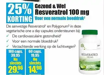 Gezond & Wel Gezond & Wel Resveratrol 100 Mg 25% Korting aanbieding