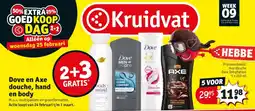 Kruidvat Dove en Axe douche, hand en body aanbieding