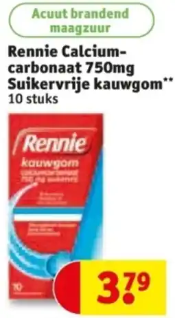 Kruidvat Rennie Calciumcarbonaat 750 mg Suikervrije kauwgom aanbieding