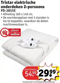 Kruidvat Tristar elektrische onderdeken 2-persoons PD-3855E aanbieding