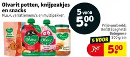Kruidvat Olvarit potten, knijpzakjes en snacks aanbieding