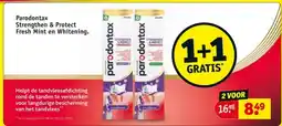 Kruidvat Parodontax Strengthen & Protect Fresh Mint en Whitening. aanbieding