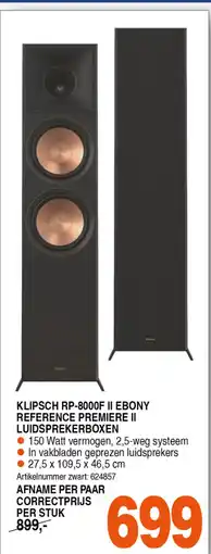 Correct Klipsch rp-8000f ii ebony reference premiere ii luidsprekerboxen aanbieding