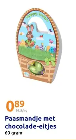 Action Paasmandje met chocolade eitjes aanbieding