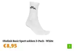 Obelink Obelink Basic Sport sokken 3-Pack - White aanbieding