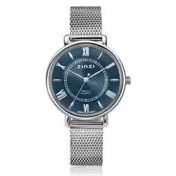 Zinzi ZINZI Twenty horloge met oceaan blauwe wijzerplaat, stalen kast 34mm en stalen meshband ZIW2053 aanbieding
