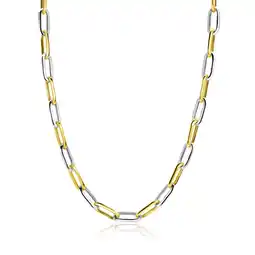 Zinzi ZINZI bicolor ovale schakelketting met afwisselend gold plated en zilveren schakels 45cm ZIC2668 aanbieding