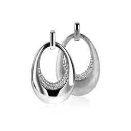 Zinzi Mart Visser by ZINZI zilveren hanger tweezijdig ovaal wit MVH10 (zonder collier) aanbieding