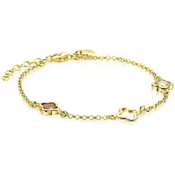Zinzi ZINZI gold plated zilveren armband met drie klavervormige zettingen met bruine kleurstenen ZIA2772 aanbieding