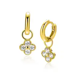 Zinzi 8mm ZINZI gold plated zilveren oorbedels klavertje ZICH2735Y (zonder oorringen) aanbieding