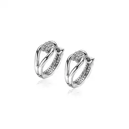 Zinzi Mart Visser by ZINZI zilveren luxe oorringen 18x8mm geknoopte vorm bezet met witte zirconia's MVO19 aanbieding