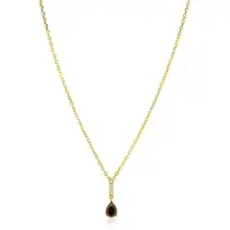 Zinzi ZINZI goldplated zilveren ketting 45cm met bruine druppelvormige kleursteen ZIC2804 aanbieding