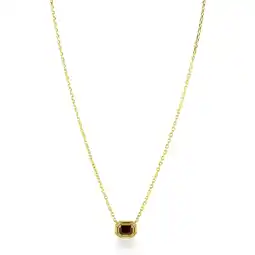 Zinzi ZINZI goldplated zilveren ketting 45cm met achthoekige hanger bruine kleursteen ZIC2803 aanbieding