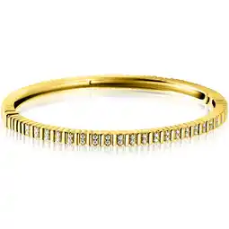 Zinzi ZINZI gold plated zilveren bangle armband 4mm breed, bezet met witte zirkonia's 60mm ZIA2686Y aanbieding