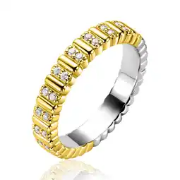 Zinzi ZINZI gold plated zilveren ring (4mm breed) bezet met witte zirkonia's ZIR2686Y aanbieding
