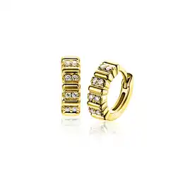Zinzi 13mm ZINZI gold plated zilveren oorringen bezet met witte zirkonia's en luxe klapsluiting ZIO2686Y aanbieding