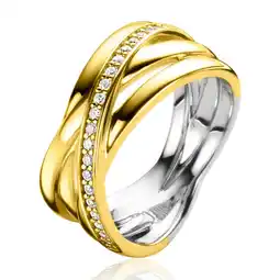 Zinzi ZINZI gold plated zilveren brede cross-over ring glad wit ZIR1790Y aanbieding