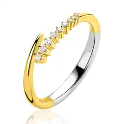 Zinzi ZINZI goldplated zilveren multi-look ring, waarbij een baan is bezet met witte zirkonia's ZIR2818 aanbieding