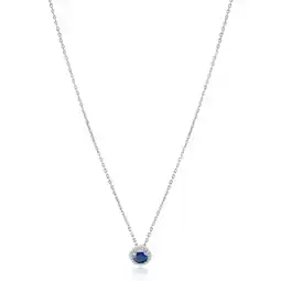 Zinzi ZINZI zilveren ketting 45cm met saffierblauwe kleursteen in entourage zetting ZIC2697B aanbieding
