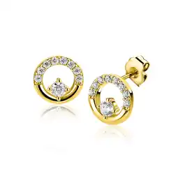 Zinzi 9,5mm ZINZI gold plated zilveren oorstekers open rondje met zirkonia ZIO2725Y aanbieding