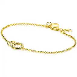 Zinzi ZINZI goldplated zilveren armband met twee verbonden ronde schakels witte zirconia's ZIA1782Y aanbieding