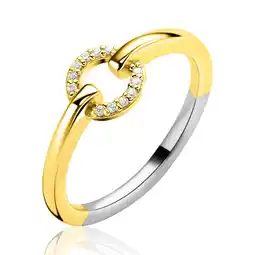 Zinzi ZINZI goldplated zilveren ring met open ronde vorm bezet met witte zirkonia's ZIR2809 aanbieding