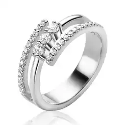 Zinzi ZINZI zilveren multi-look ring (8mm breed) met 3 rijen, bezet met witte zirconia's ZIR2645 aanbieding