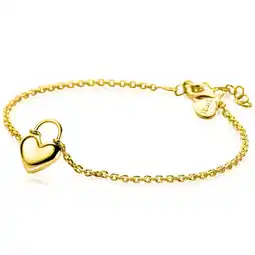 Zinzi ZINZI gold plated zilveren schakelarmband met hartvormige slot hanger 17-20cm ZIA2673G aanbieding