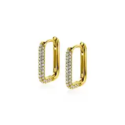 Zinzi ZINZI gold plated zilveren luxe oorringen 15x2mm rechthoekig met witte zirconia's ZIO2221Y aanbieding
