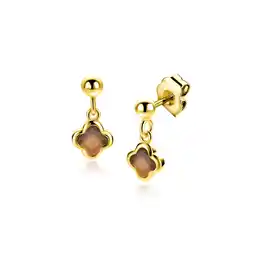 Zinzi 16mm ZINZI goldplated zilveren oorstekers met bruine klavers 8mm ZIO2772 aanbieding
