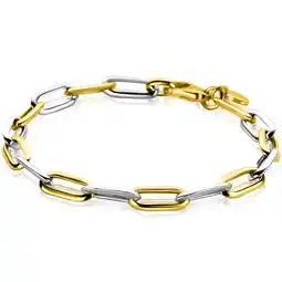 Zinzi ZINZI bicolor zilveren ovale schakelarmband 6mm breed 20cm ZIA2668 aanbieding