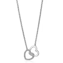 Zinzi ZINZI zilveren ketting 45cm met verbonden harten wit ZIC1736 aanbieding