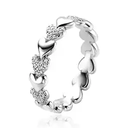 Zinzi ZINZI zilveren ring met hartjes afwisselend bezet met witte zirconia's ZIR1798Z aanbieding