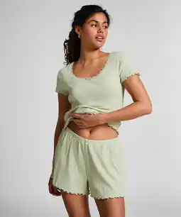 Hunkemoller Hunkemöller Pointelle short Groen aanbieding