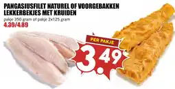 De Boerenschuur Pangasiusfilet naturel of voorgebakken lekkerbekjes met kruiden aanbieding