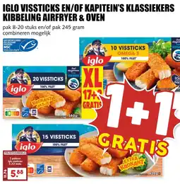 De Boerenschuur Iglo vissticks en/of kapitein's klassiekers kibbeling airfryer & oven aanbieding