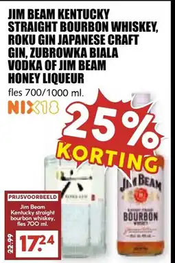 De Boerenschuur Jim beam kentucky straight bourbon whiskey, roku gin japanese craft gin, zubrowka biala vodka of jim beam honey liqueur aanbieding