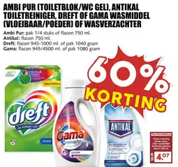 De Boerenschuur Ambi pur (toiletblok/wc gel), antikal toiletreiniger, dreft of gama wasmiddel (vloeibaar/poeder) of wasverzachter aanbieding