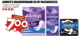 De Boerenschuur Always's maandverband en/of inlegkruisjes aanbieding