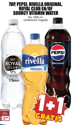 De Boerenschuur 7up. pepsi. rivella original. royal club en/of sourcy vitamin water aanbieding