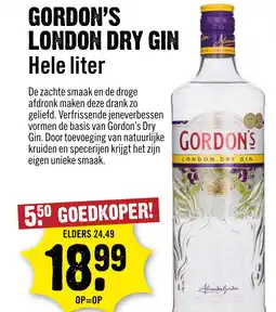 Dirck 3 Gordon's london dry gin hele liter aanbieding