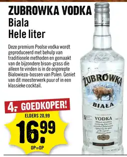 Dirck 3 Zubrowka vodka biala hele liter aanbieding
