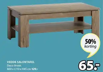 Jysk Vedde salontafel B60 x L110 x H45 cm aanbieding