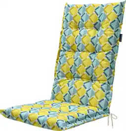 Intratuin Madison tuinkussen hoge rug Siem blauw / geel 123 x 50 x 7 cm aanbieding