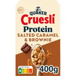 Jumbo Quaker Cruesli Protein Salted Caramel & Brownie 400 g aanbieding