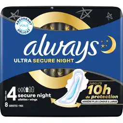 Jumbo Always Ultra Maandverband Met Vleugels Secure Night SP 8 Stuks aanbieding