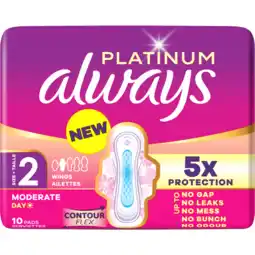 Jumbo Always Platinum Dag Maandverband Voor Gemiddelde Menstruatie (Maat 2) aanbieding