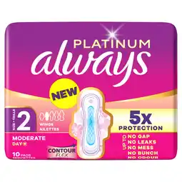 Jumbo Always Platinum Dag Maandverband Voor Gemiddelde Menstruatie (Maat 2) aanbieding