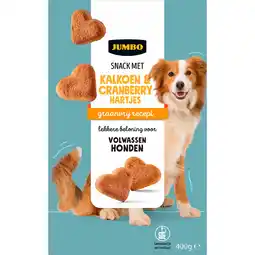Jumbo Jumbo Snack met Kalkoen & Cranberry Hartjes 400 g aanbieding